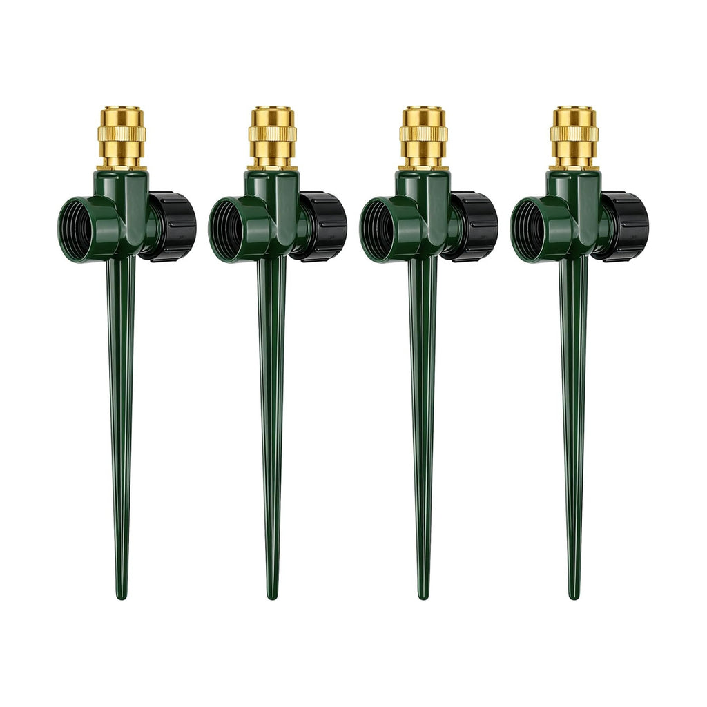 4 Pack Heavy Metal Lawn Sprinkler for Yard,360° Large Area Coverage | Adjustable Brass Nozzle with Aluminum Alloy Spike