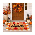 2 Pcs Fall Maple Leaf Welcome Doormat-Fall Decor Orange White Door Mat Set