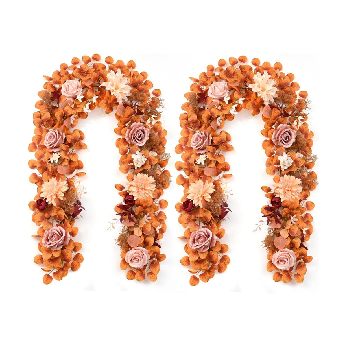 Waipfaru 2Pcs Fall Garland, 11Ft Eucalyptus Garland with Flowers