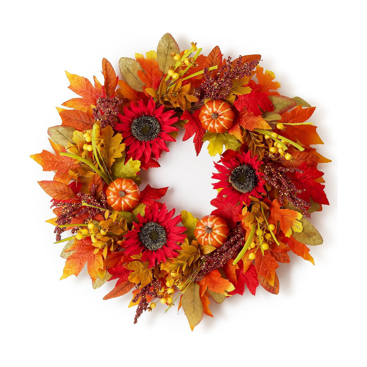 Fall Wreath for Front Door, Autumn Thanksgiving Sunflower Wreath Fall Decor