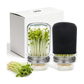 1000ml Sprouting Kit - 2 Sprouting Jar Kits, Wide Mouth Quart Mason Jars with Sprout Lids, Blackout Sleeves, Drain
