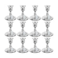 zeochyni Set of 12 Silver Taper Candle Holders for Home Deco