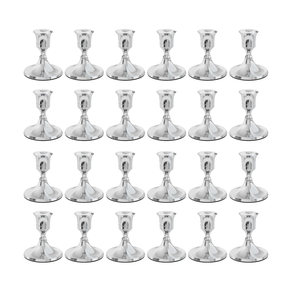 zeochyni 24 PCS Silver Taper Candle Holders Bulks