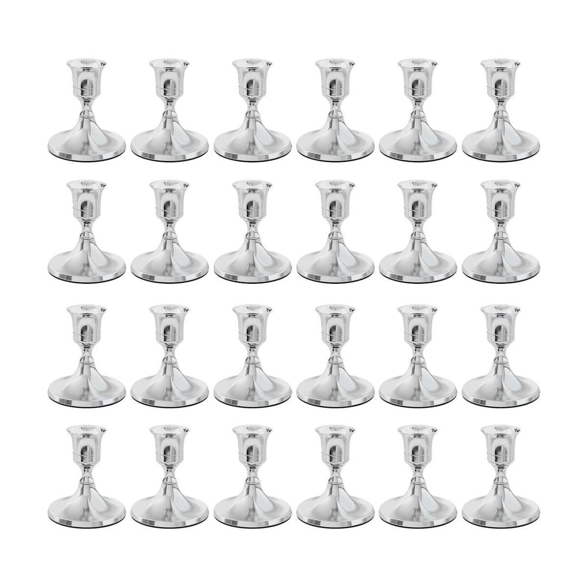 zeochyni 24 PCS Silver Taper Candle Holders Bulks