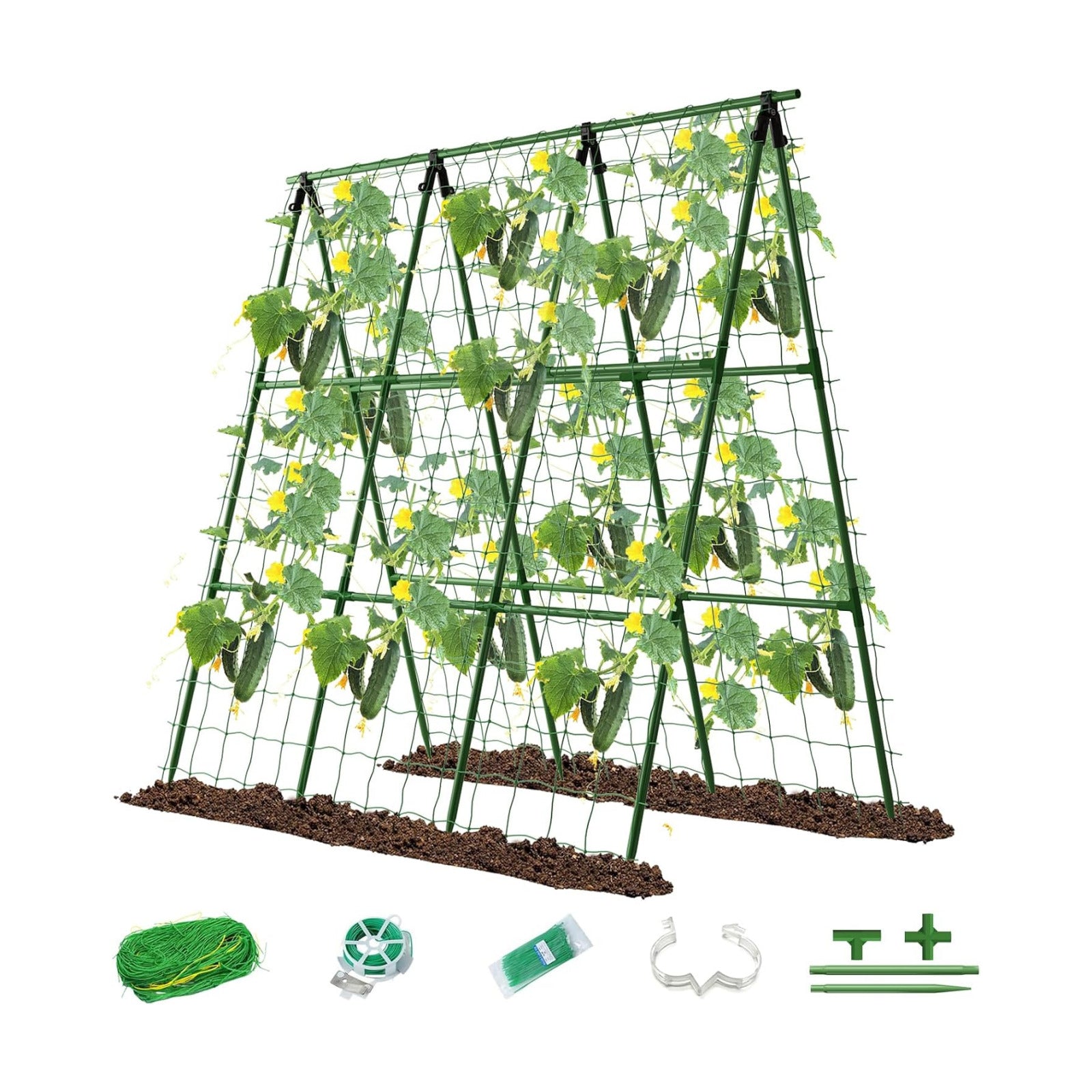 Cucumber Trellis for Raised Bed, A-Shape Arch Metal Garden Trellis for Climbing Plants, Heavy Duty Plant Trellis