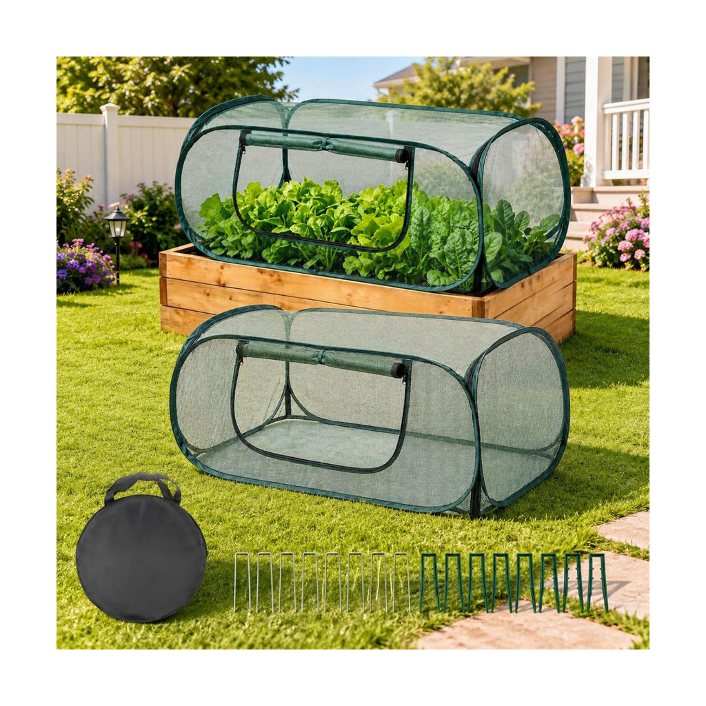 2Pack Garden Covers for Raised Beds, Pop-Up Mesh Plant Protect Covers, 30% Sunblock Plant Shade Tent, Crop Cage for