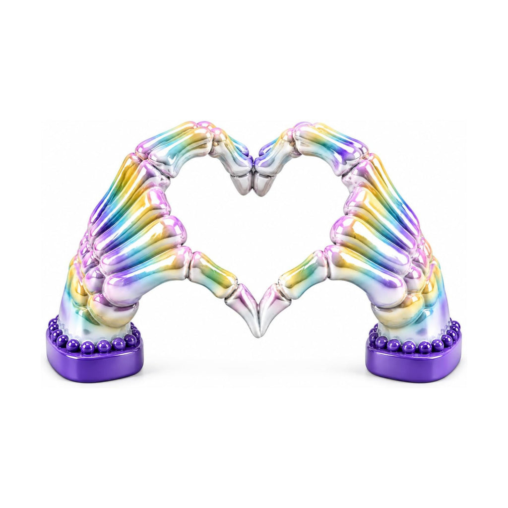 Halloween Decor Handmade 6.7'' Resin Heart Figurine (Pastel Skeleton Hand)
