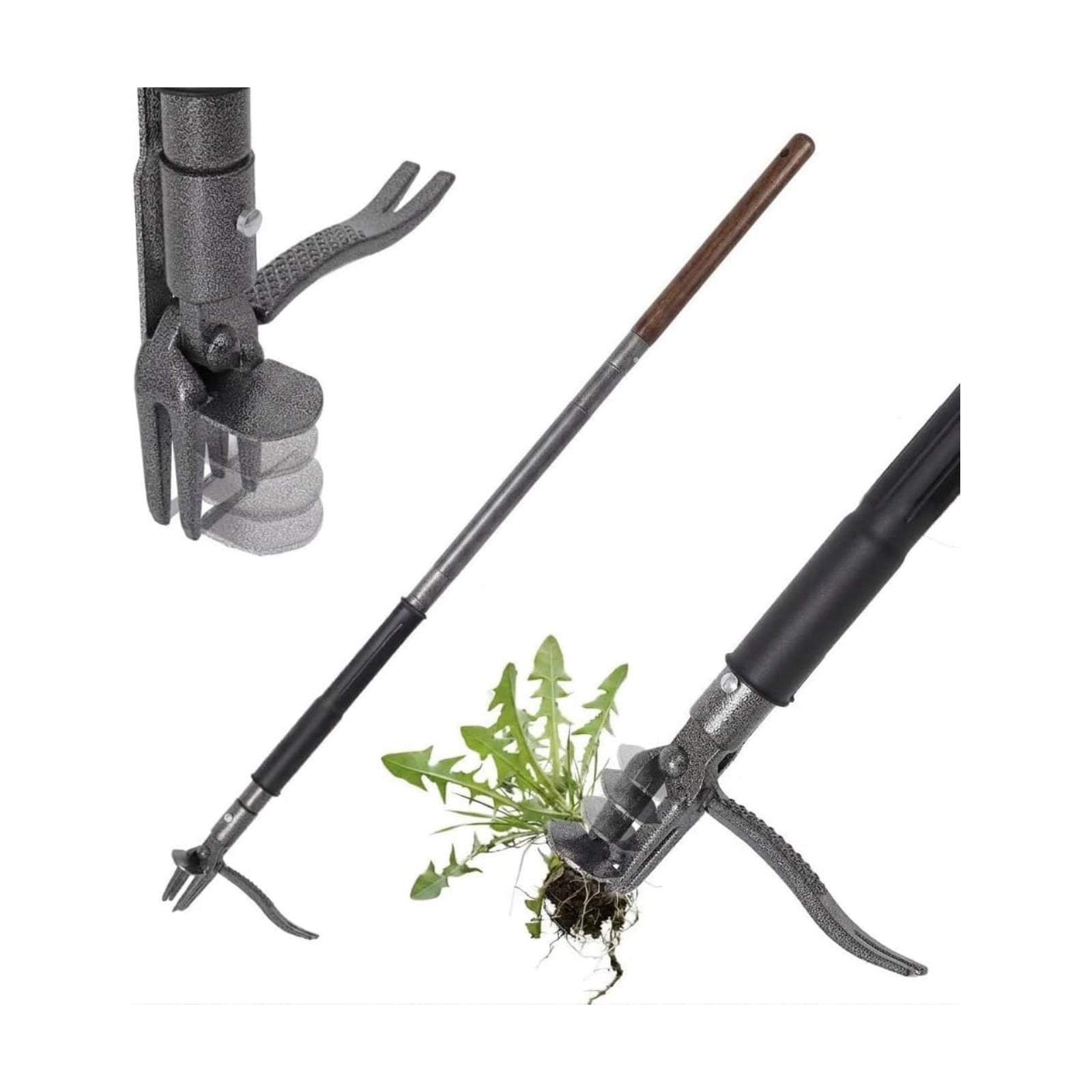 Stand Up Weed Puller with Kick-Out Weed Ejector, No-Bending Long Handle Manual Weed Remover for Lawn & Garden, Foot