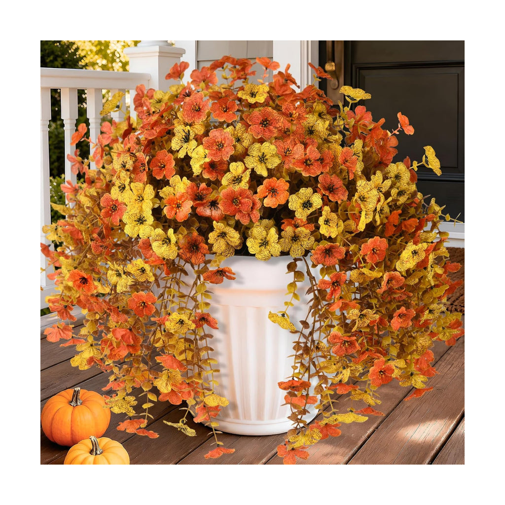 Homsunny Artificial Fake Mums Fall Flowers for Outdoor Outside Decoration