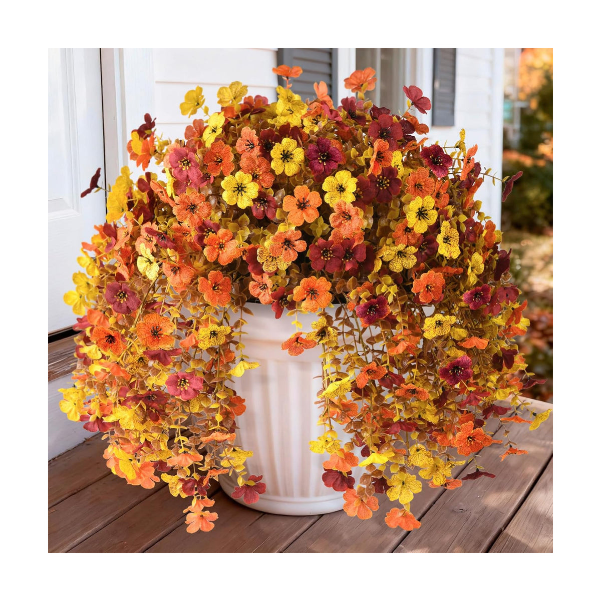 Homsunny Artificial Faux Mums Fall Flowers for Outdoor Outside Decoration