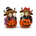 Halloween Decoration Indoor Resin Figurines (Highland Cow Jack-o’-Lantern)