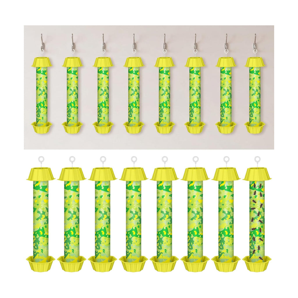 Qualirey 8 Pcs Sticky Fly Trap Fly Stick with Hanging Hook Adhesive Flying for Indoor Outdoor Trap Houseflies and