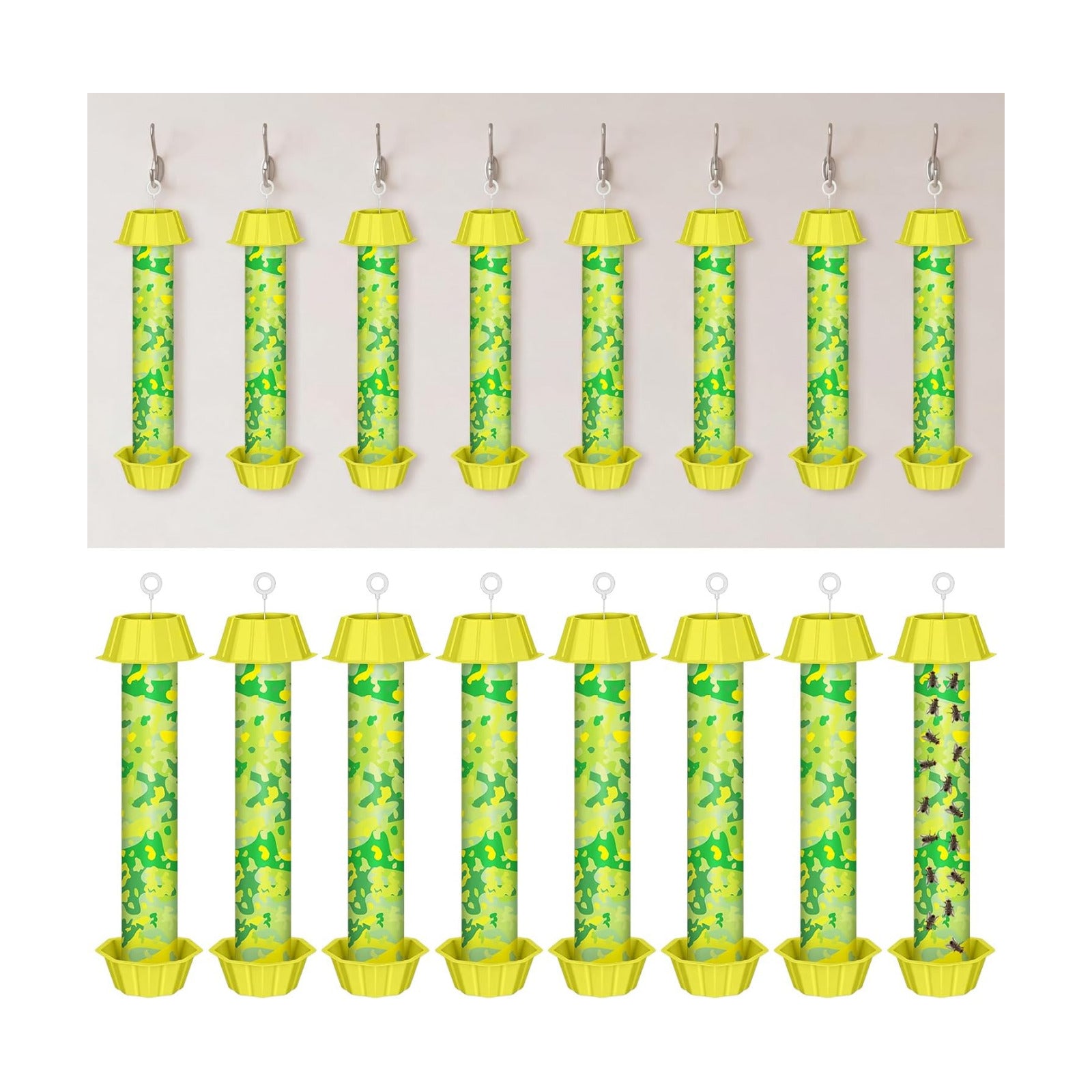 Qualirey 8 Pcs Sticky Fly Trap Fly Stick with Hanging Hook Adhesive Flying for Indoor Outdoor Trap Houseflies and