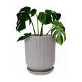 Deep Dream 8 Inch Ceramic Pots for Plants, Heavy Plant Pot for Indoor Outdoor Plants, Large Plant Pot with Drainage Hole and Saucer, Modern Tall Flower Pot, Gifts for Plant Lovers, Grey