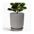 Deep Dream 10 Inch Ceramic Pots for Plants, Heavy Plant Pot for Indoor Outdoor Plants, Large Plant Pot with Drainage Hole and Saucer, Modern Tall Flower Pot, Gifts for Plant Lovers, Grey