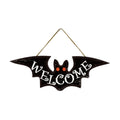 Smile Halloween Wooden Door Hanger with Welcome Bat Design