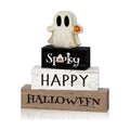 Smile Halloween Wooden Block Decor Set Ghost Pumpkin Spooky Tabletop Signs