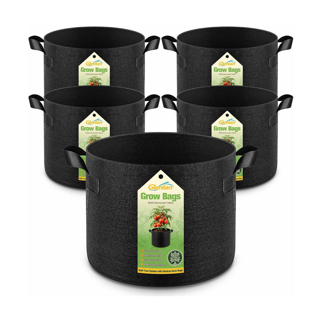 5-Pack 9.9 Gallon Grow Bags, Thickened Nonwoven Fabric Plant Pots with Handles, Heavy Duty 298G Garden Pots for