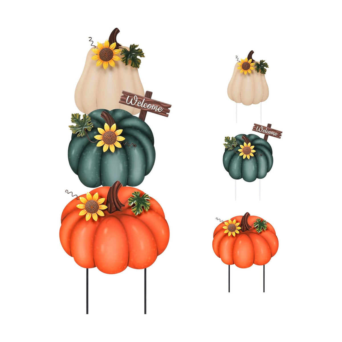 VCUTEKA 32.6” Fall Outdoor Pumpkin Garden Stake, Thanksgiving Harvest Decor