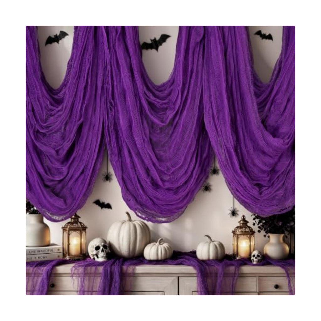 600 x 80 in Halloween Creepy Cloth for Yard and Outdoor Decorations, Purple