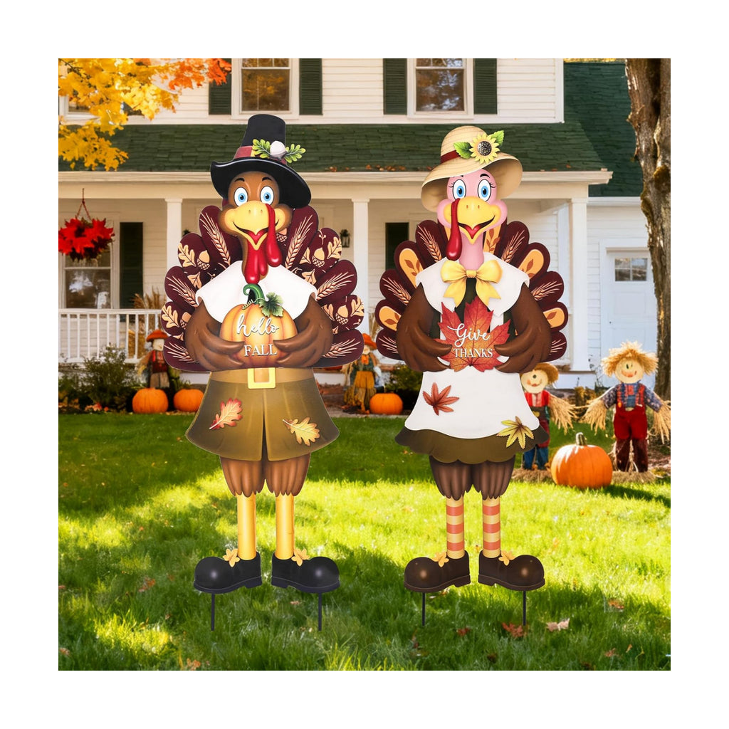 VCUTEKA Fall Turkey Outdoor for Yard Decor, Thanksgiving Garden Stake