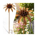 Hicarer 2 Pcs Rusty Metal Flowers for Outside, Rustic Metal Decorative Garden Stakes, Flower Bed Decorations Plant for