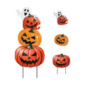 VCUTEKA Halloween Outdoor Pumpkin Stake Yard Sign, 3PCS Garden Stake Decor