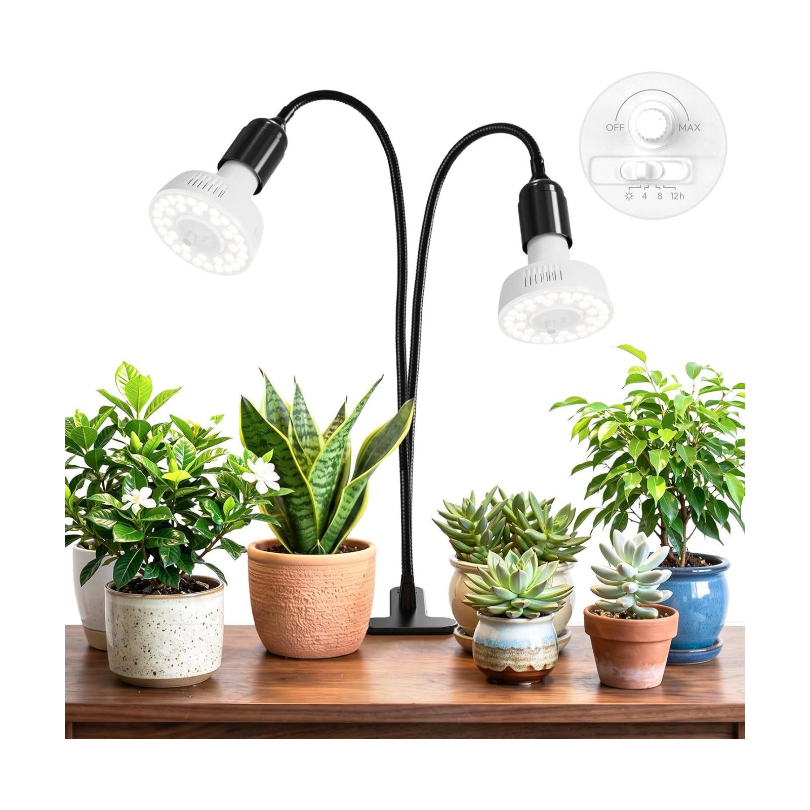 Barrina Orbgrow OG11A2 Clip On Grow Light for Indoor Plants, 5000K 22W | Integrated Stepless Dimming & Timing, Full