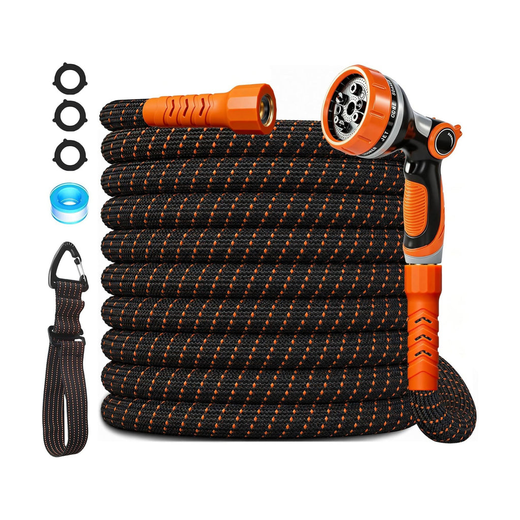 50Ft Ultra Lightweight Garden Hose, Flexible Water Hose, 10 Function Nozzle,Leak-Proof,Swivel Handle Non-Slip, Non-Kink