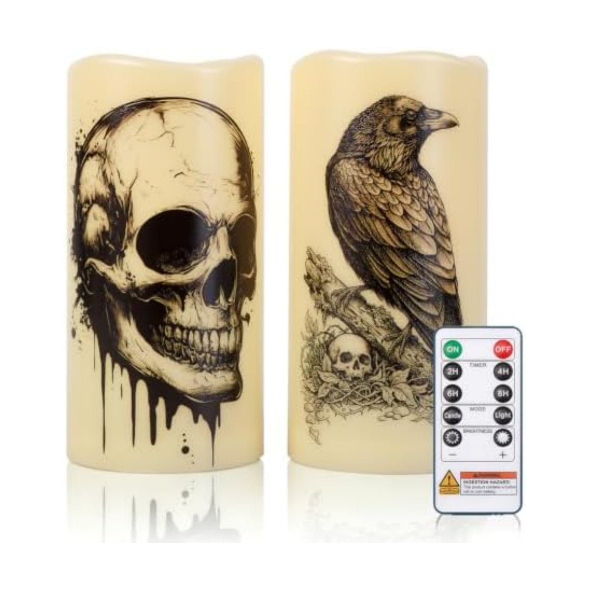 Amagic 3"x6" Halloween Flameless Candles, Waterproof LED Pillar Candles