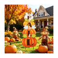 Fall Outdoor Pumpkin Stake Set of 4, Thanksgiving Garden Decor | 35.6'' Metal Garden Stakes, Autumn Harvest Pumpkin