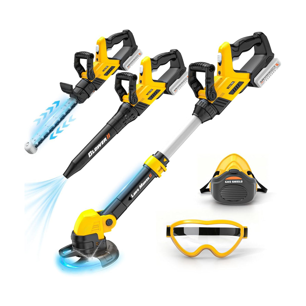 3-IN-1 Toddler Tool Set, Weed Wacker Toy, Kids Leaf Blower & Hedge Trimmer | Kids Garden Tool Set with Sounds & Lights