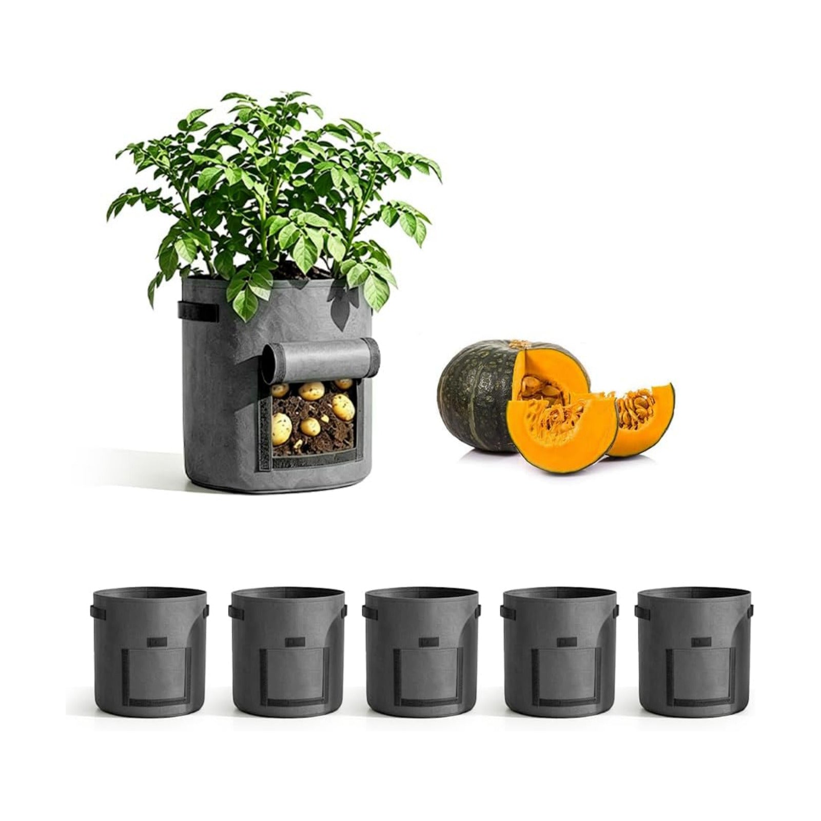 Potato Grow Bag Heavy Duty Thickened Non-Woven Fabric Grow Bags with Harvest Flap – Green Plant Pots for Vegetables