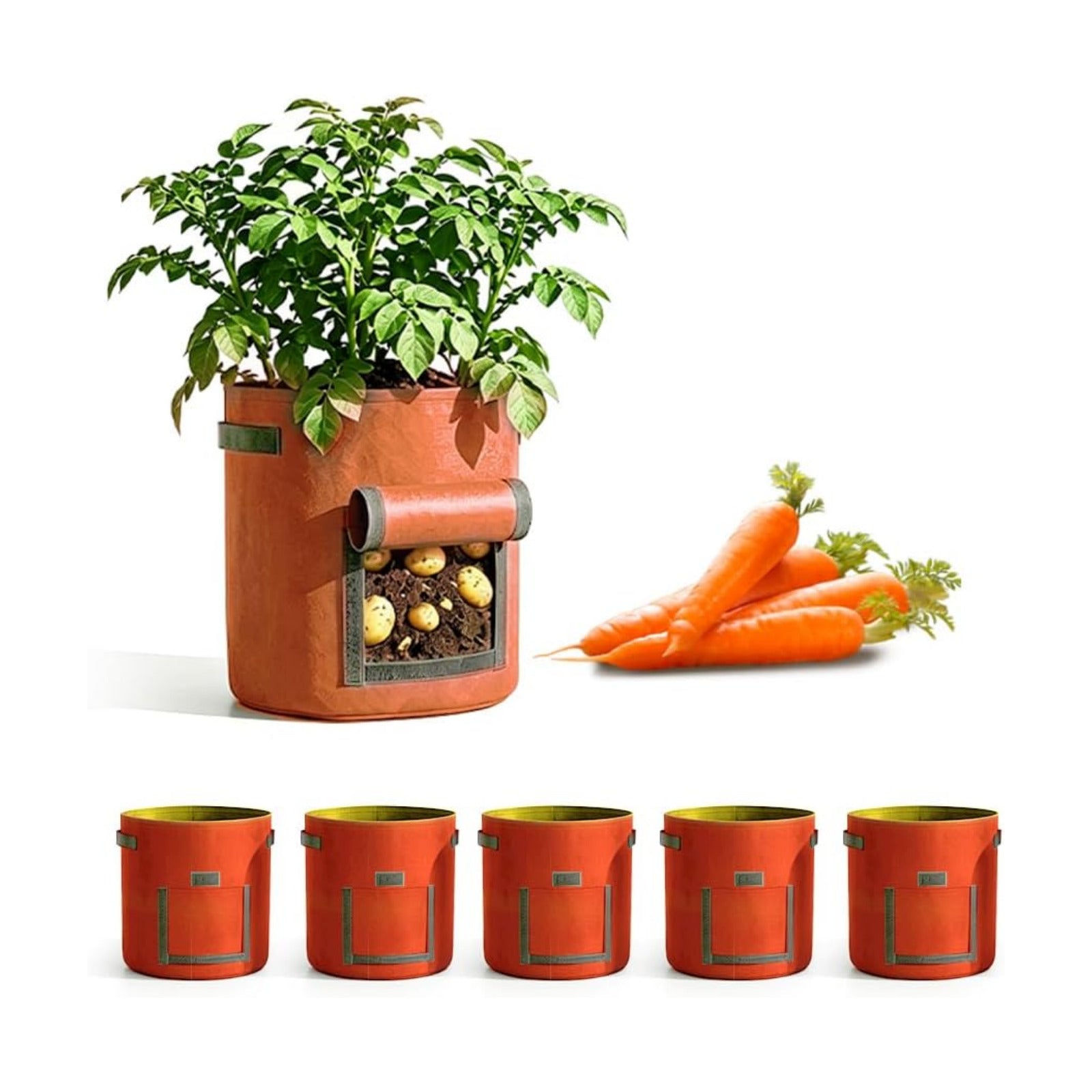 Potato Grow Bag Heavy Duty Thickened Non-Woven Fabric Grow Bags with Harvest Flap – Green Plant Pots for Vegetables