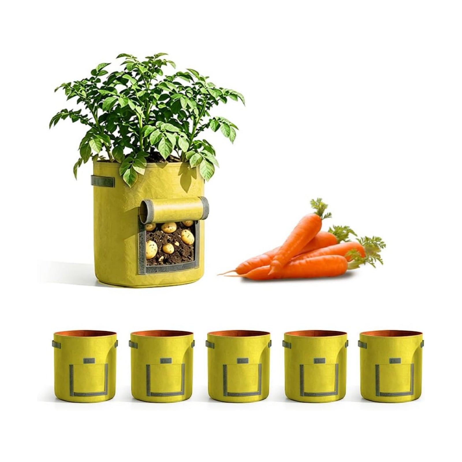 Potato Grow Bag Heavy Duty Thickened Non-Woven Fabric Grow Bags with Harvest Flap – Green Plant Pots for Vegetables