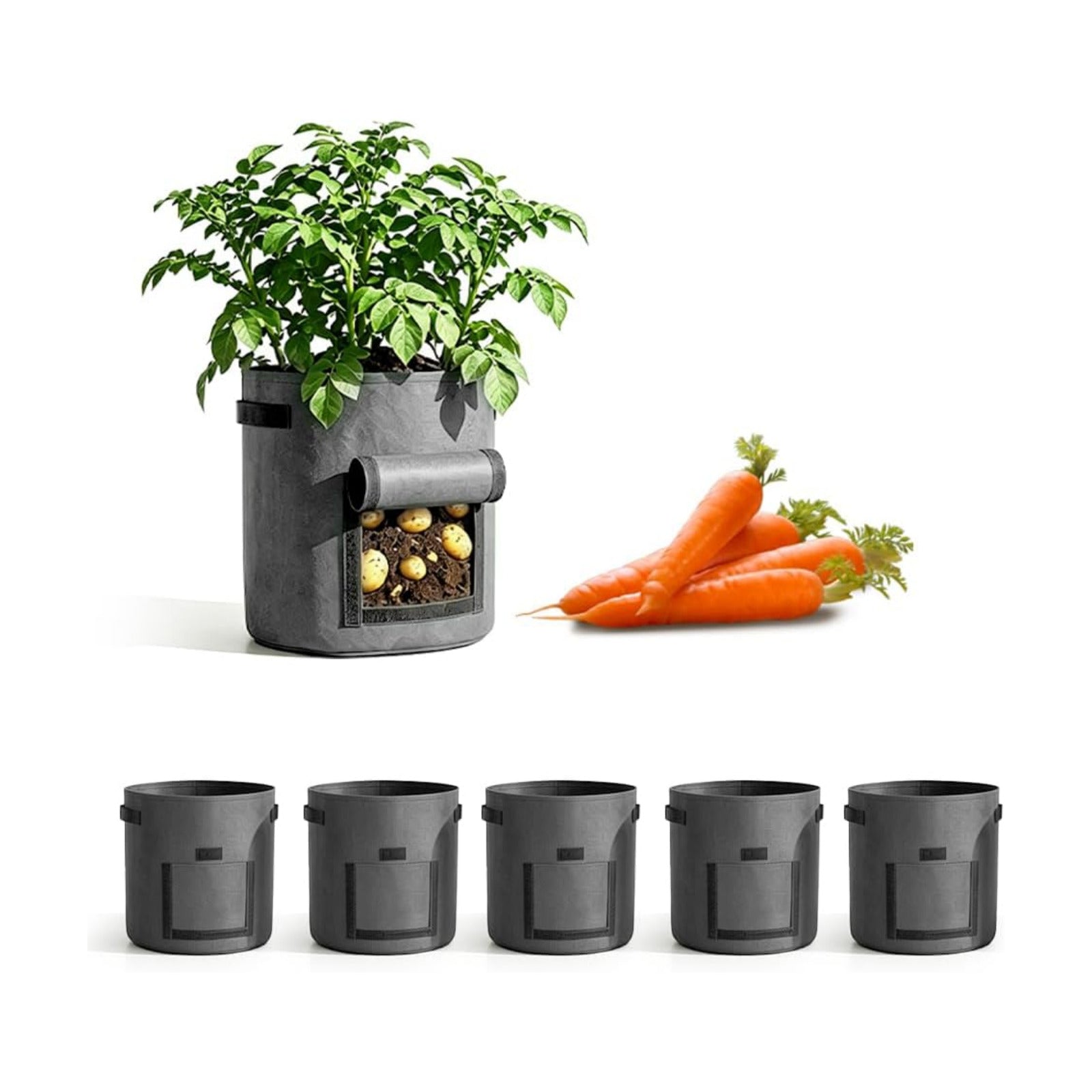 Potato Grow Bag Heavy Duty Thickened Non-Woven Fabric Grow Bags with Harvest Flap – Green Plant Pots for Vegetables
