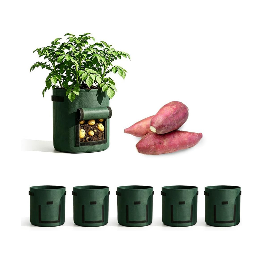 Potato Grow Bag Heavy Duty Thickened Non-Woven Fabric Grow Bags with Harvest Flap – Green Plant Pots for Vegetables