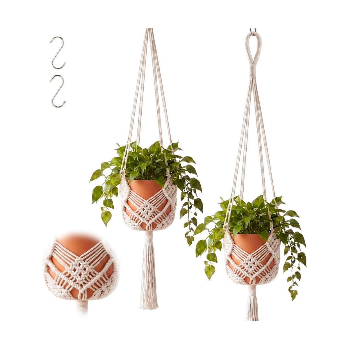 Shappy 2 Pack Boho Macrame Plant Hanger for Indoor