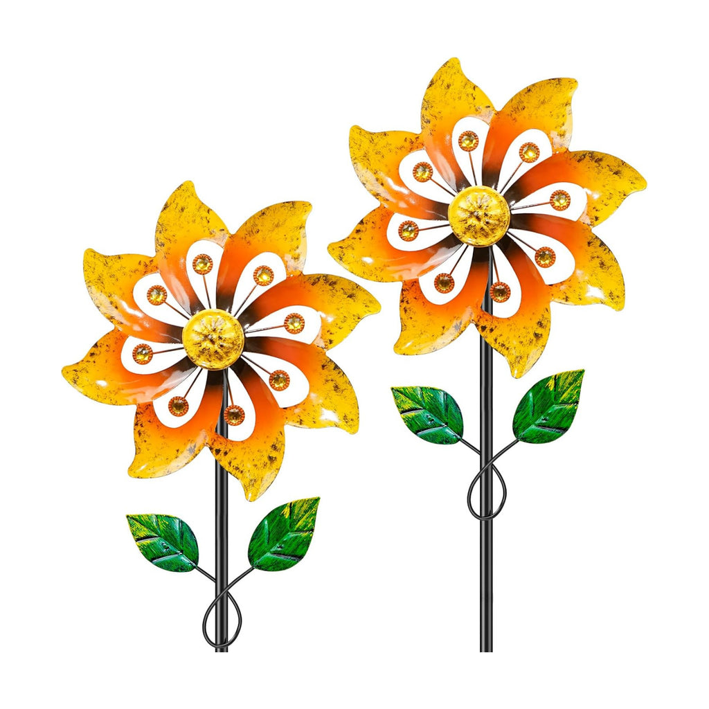 2pcs Metal Wind Spinners Outdoor with Stake for Yard Lawn Garden | 36.8in Wind Sculpture Spinner with Metal Stake