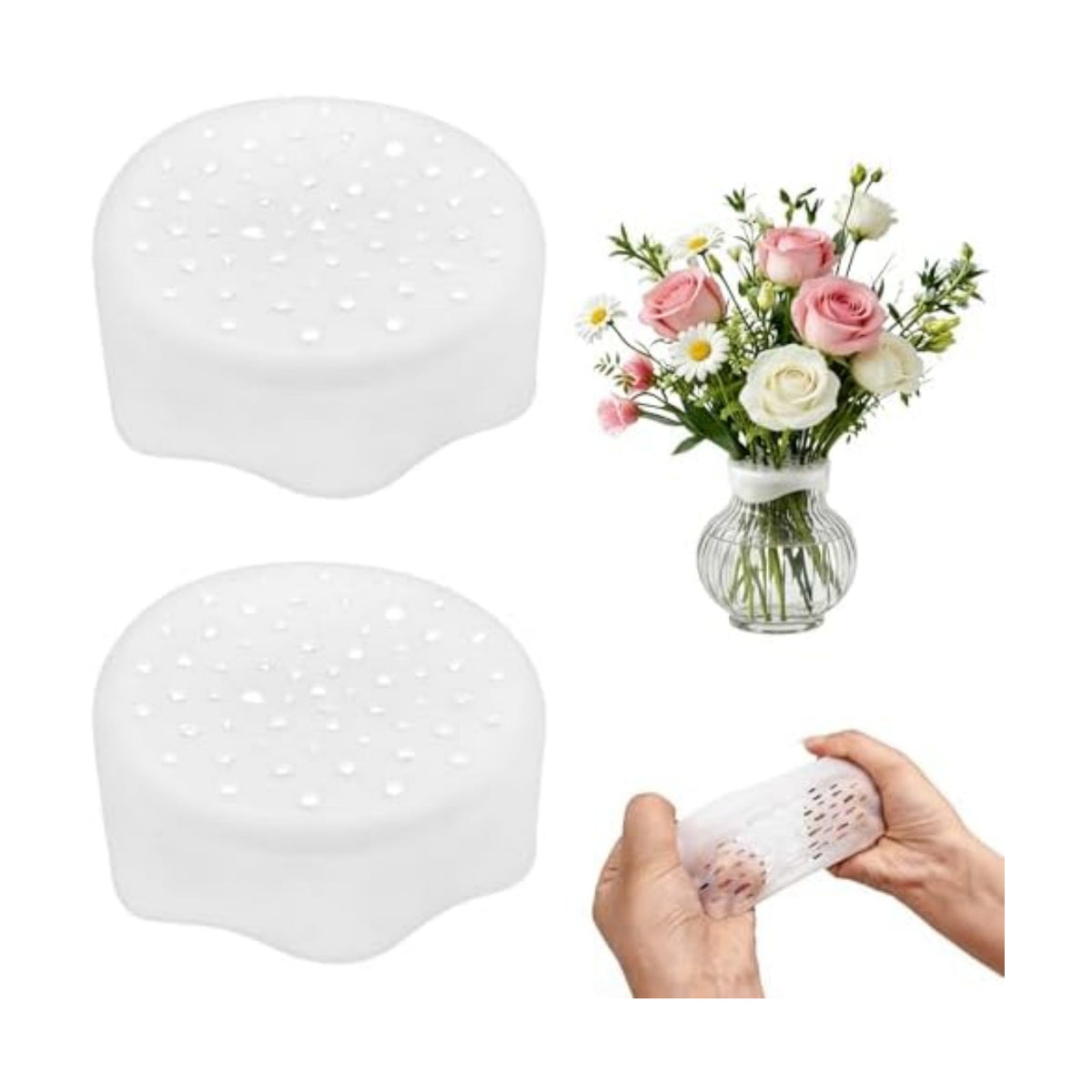Clear Silicone Flower Stem Holder for Vases, Spiral Floral Arranger Grid, Flexible & Reusable Ikebana Tool, Waterproof DIY Flower Organizer for Home Decor, Easy to Use (White-2pcs)