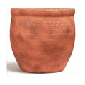 12" Dia Fiberstone Planter – Distressed Terracotta Flower Pot with Textured Matte Finish & Drainage Hole, Rustic Indoor