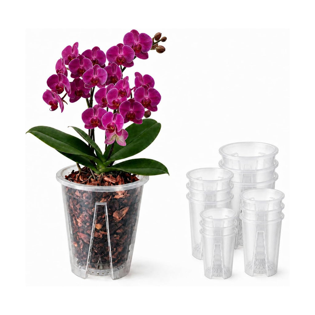 Shape & Use Clear Orchid Pots with Drainage Holes, Transparent Orchid Nursery Pots for Repotting, Slotted PP Plastic Pots for Healthy Root Growth (4/4.75/5.5/6.3inch-3pack Each)