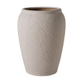 VISIBLE Large Round Ceramic Planter Pot, Beige, Radish Stripes Shape, 10.6 Inch Opening, 20.5 Inch Tall, Indoor Outdoor