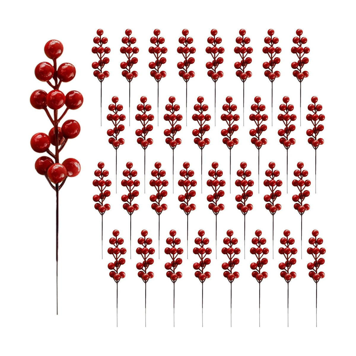 Fangoo 32 Pack 9" Artificial Burgundy Red Berry Picks for Christmas Tree
