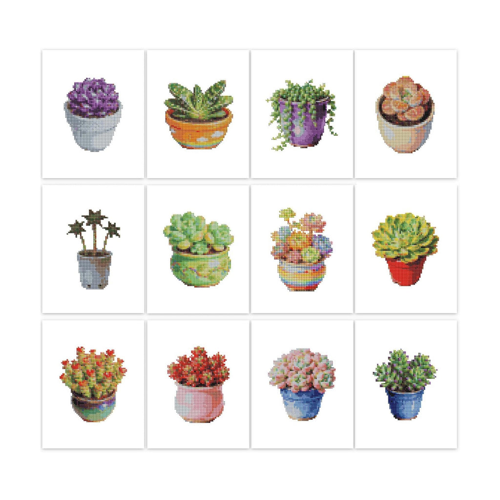 PeakLuv Small Diamond Art Kits, Succulents Mini Diamond Painting for Adults | Mini Diamond Art Kits for Beginners