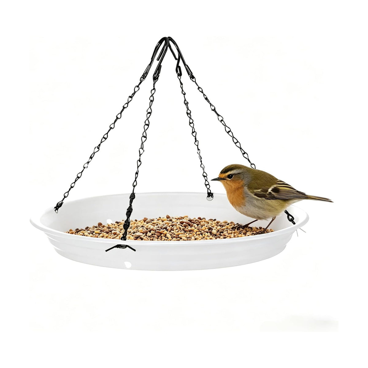 Seed Catcher Tray, Bird Seed Catcher Tray with Hanging Chains & Drainage Holes, Durable Plastic Platform for Outdoor Backyard Garden Bird Feeder Bird Bath Wild Bird Watching Supplies