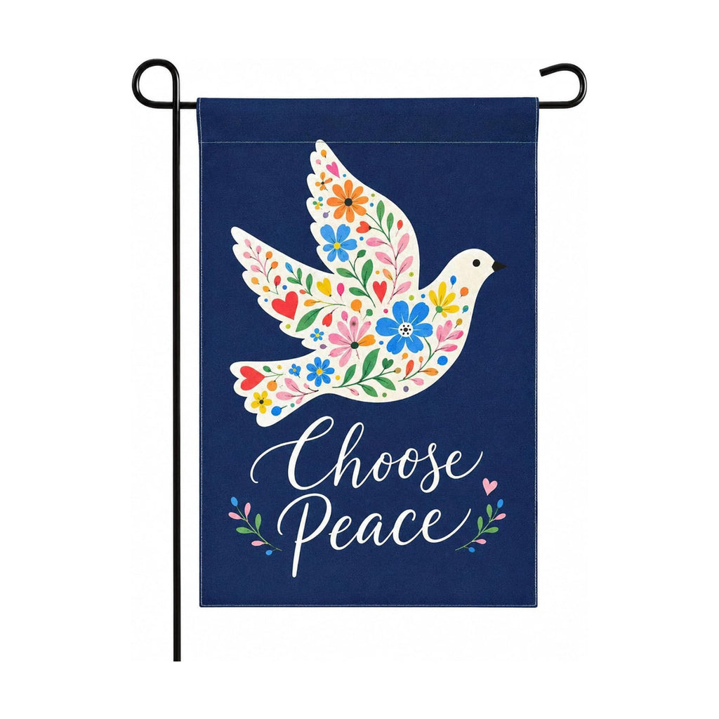 Choose Peace Garden Flag - Floral Dove Yard Flag for Summer Decorations