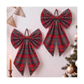Suncalla 2 Pcs Red Green Christmas Tartan Plaid Wreath Bows 18'' x 12''