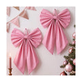 Suncalla 2 Pcs Pink Christmas Wreath Bows 18'' x 12''