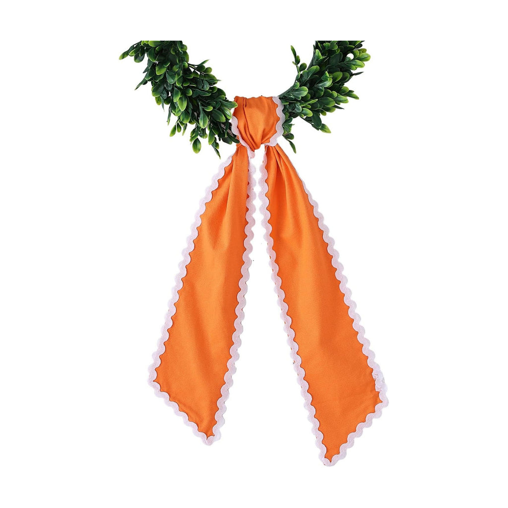DYSHAYEN Wreath Sash for Front Door, Orange with White Trim